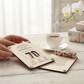 Preview: Geldgeschenk aus Holz - Geburtstagskarte 40 50 60 70 - Geldkarte aus Holz - Schonend Behandeln - Runder Geburtstag